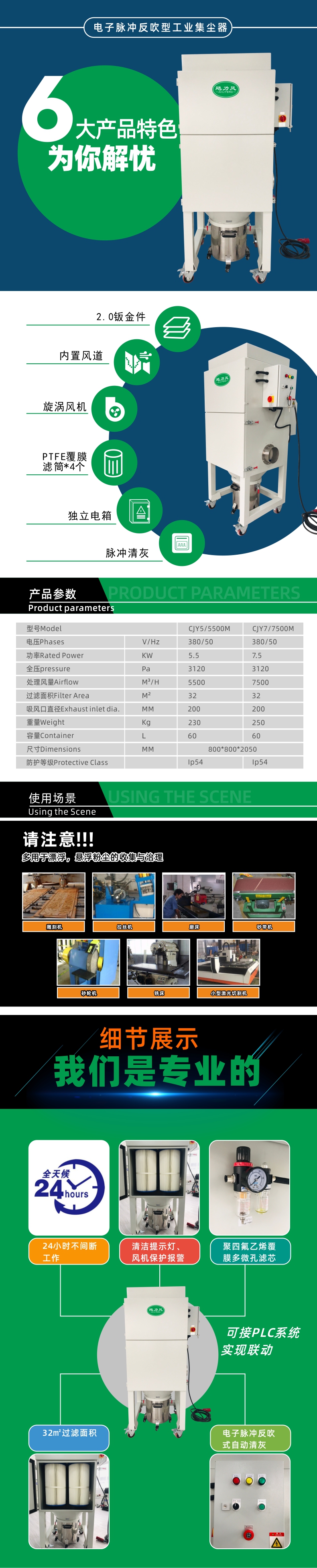 CJY(5.5-7.5KW) 係(xì)列電子脈衝反吹型工業集塵器