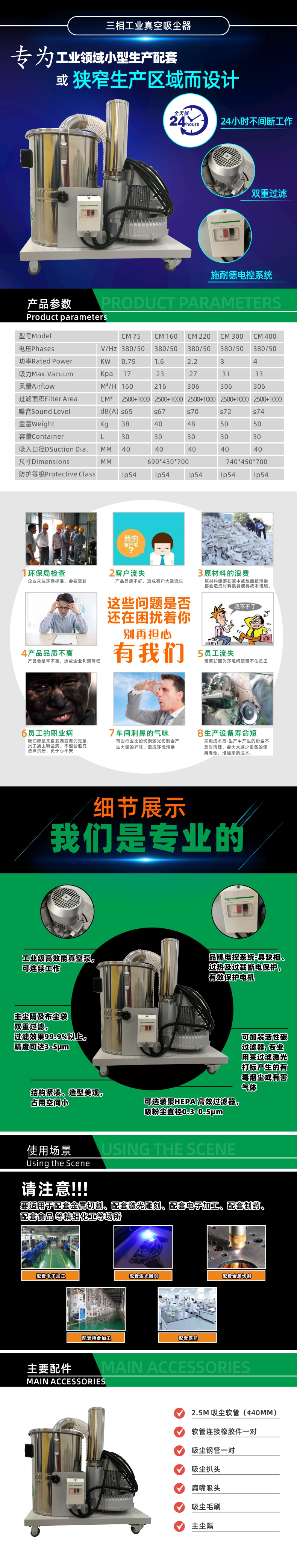 CM係列(liè)三相工業真空吸塵器